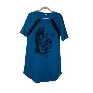 Women’s Dress With Lion Design Blue Sz S